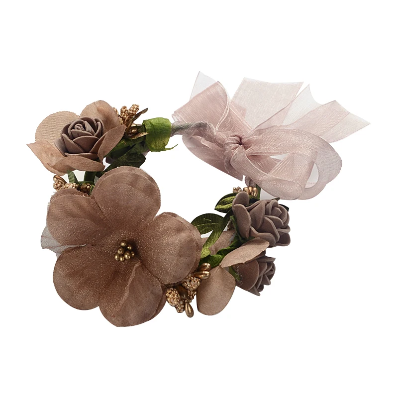 Ragazze damigella d'onore fiori da polso matrimonio Prom Party Boutonniere Rose bracciale tessuto fiori a mano regali di nozze fornitura accessori