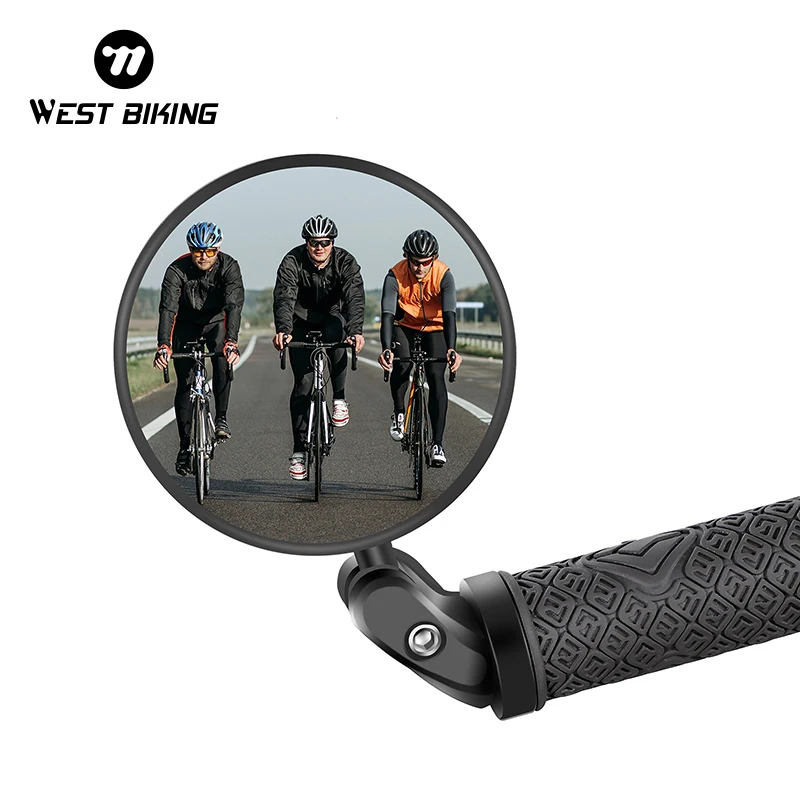 WEST BIKING Bicycle Rearview Mirror 360° Rotation Adjustable Bike Mirror HD Convex Bike Bar Ends Mirror Cycling Accessories