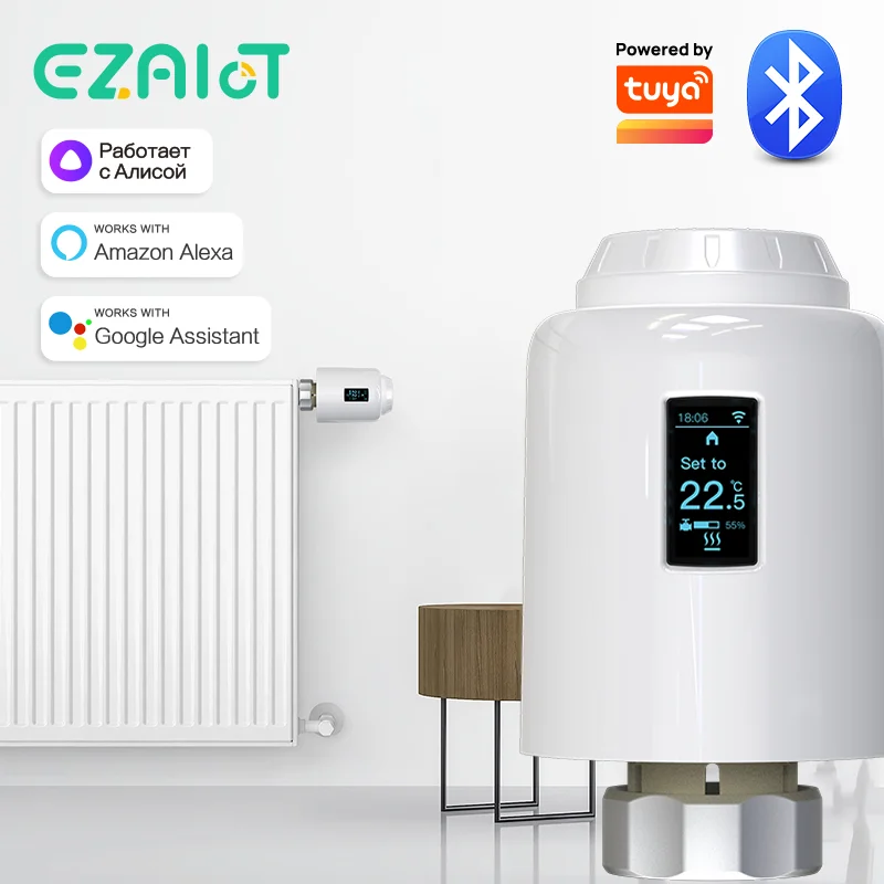 Inteligentny termostatyczny zawór grzejnikowy Tuya Bluetooth TRV Actuator Programowalny regulator temperatury ogrzewania Alexa Google Home