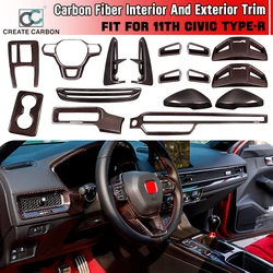 Carbon Fiber Accessories for 11th Gen Civic Type R FL5 Typer Console Gear Shift Panel Cover Mirror Shell Dashboard Seatback