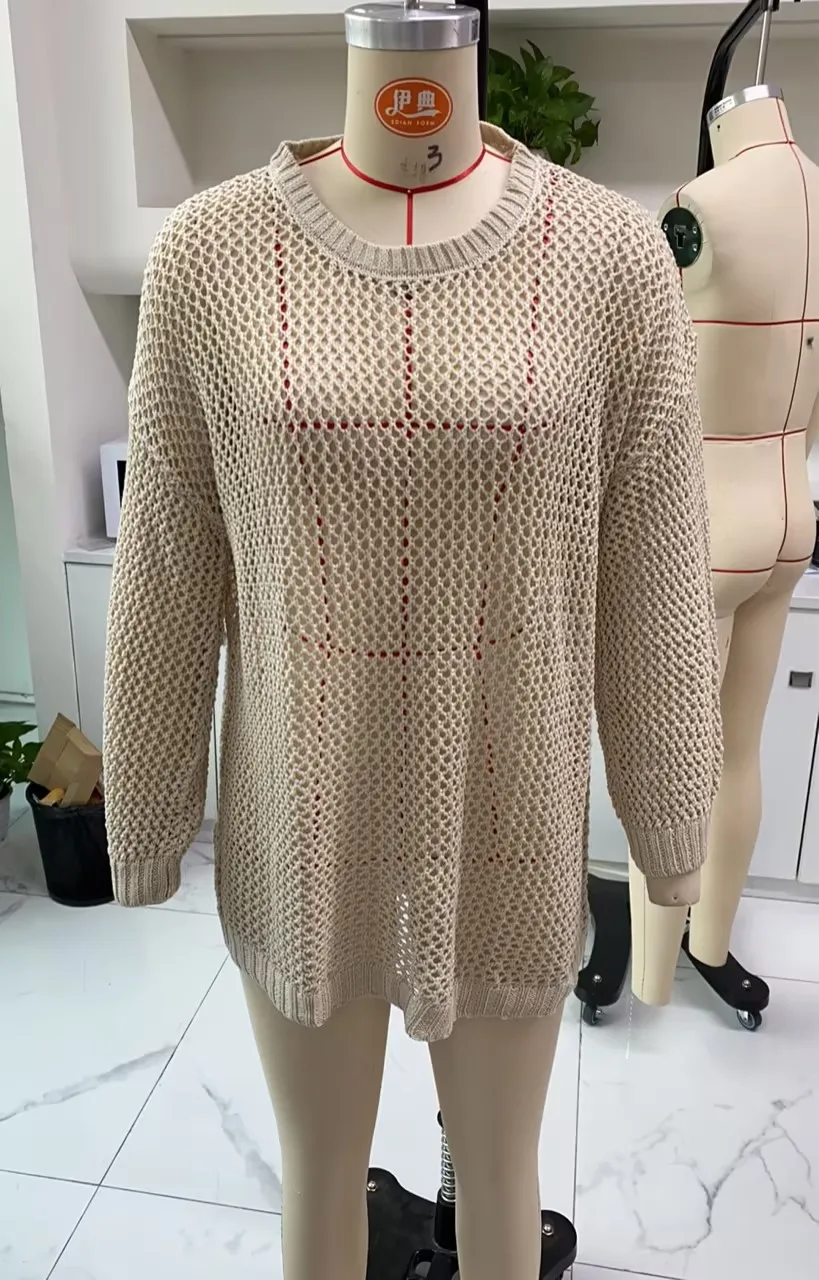 

Y2K Harajuku Crochet Hollow Out Smock Crop Tops Fairycore Knit Pullovers Fishnet Sweater For Women Cover Ups