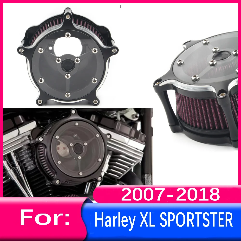 

Motorcycle Turbine Air Cleaner Intake Filter System Kit For harley Sportster XL1200 XL883 2007-2012 2013 2014 2015 2016 17 2018