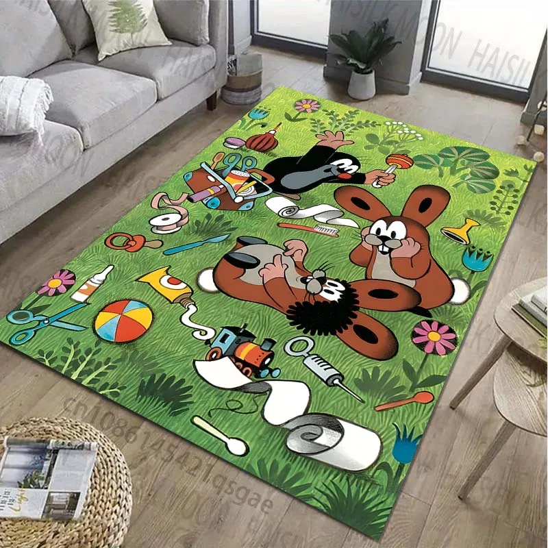 

Classic Little Mole Patter Cartoon Carpet for Living Room Bedroom Bedside Bathroom Floor Mat Area Rug Sofa Mat Home Decor