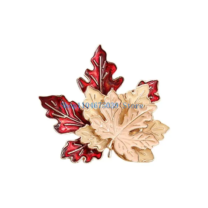 5asd Detailed Japanese Animal Brooch Ornament Red Maple Design Alloy Laple Pin