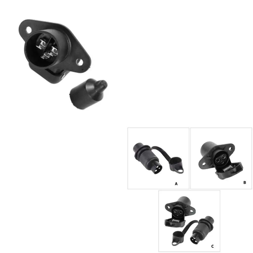 Easy To Install 3 Trailer Plug Connector With Sturdy ABS Construction For Caravans Motorhome Wiring Long Lasting Use