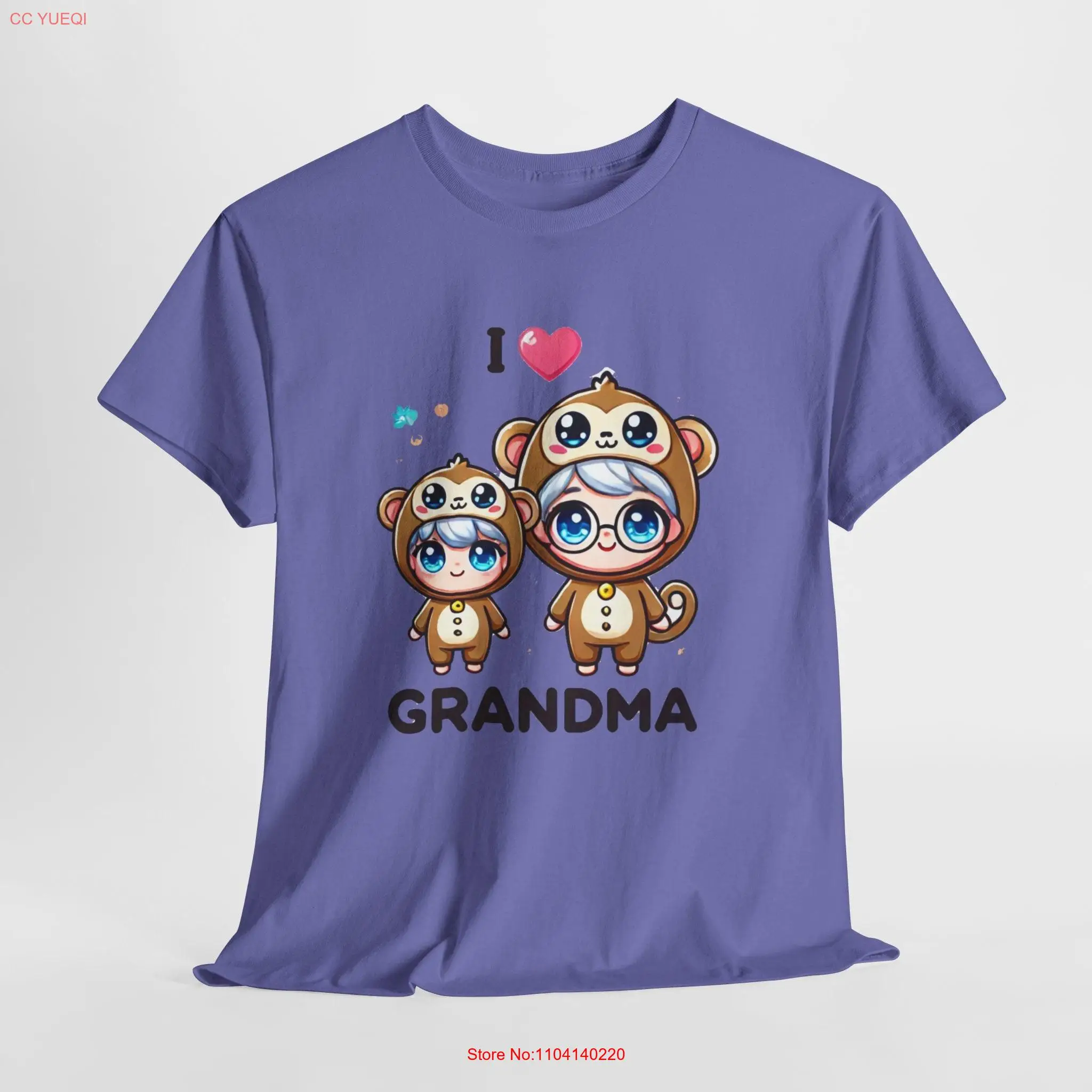 Monkey Love I Grandma Playful and Sweet Themed T Shirt long or short sleeves