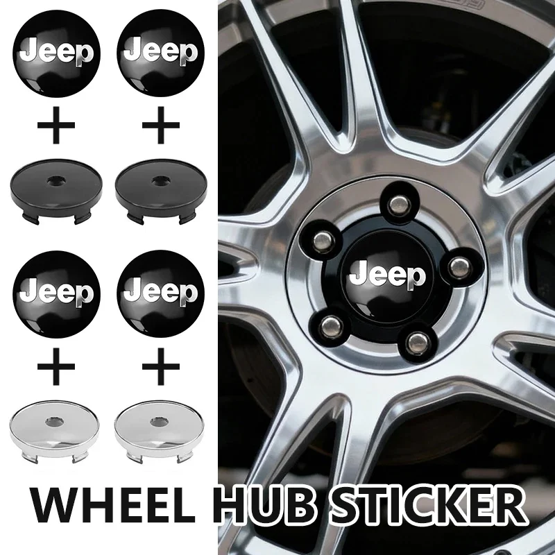 

4Pcs Wheel Rim Center Hub Cap Decorative Cover for Jeep Renegade Wrangler JK JL Grand Cherokee Compass Car Exterior Accessories