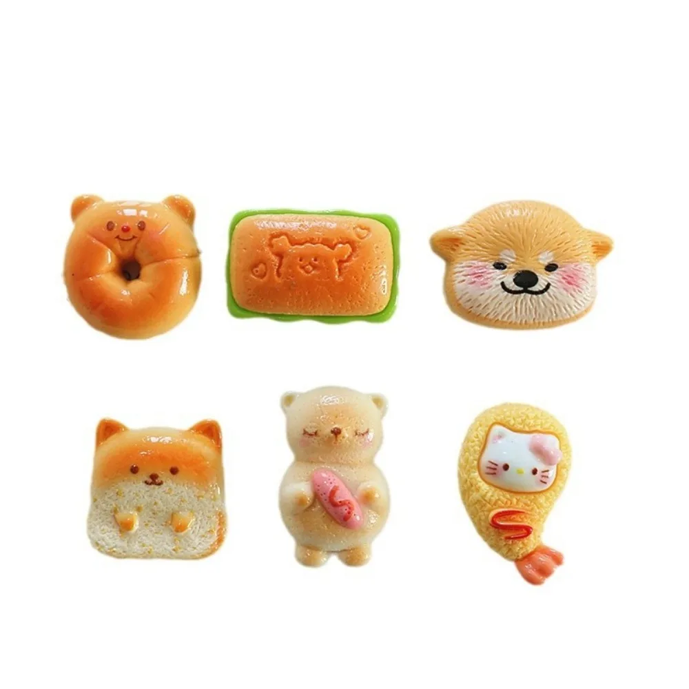 10pcs Cute Cartoon Kawaii Animal Bread Series Flat Back Resin DIY Scrapbooking Embellishments Cabochons Decoration Accessories