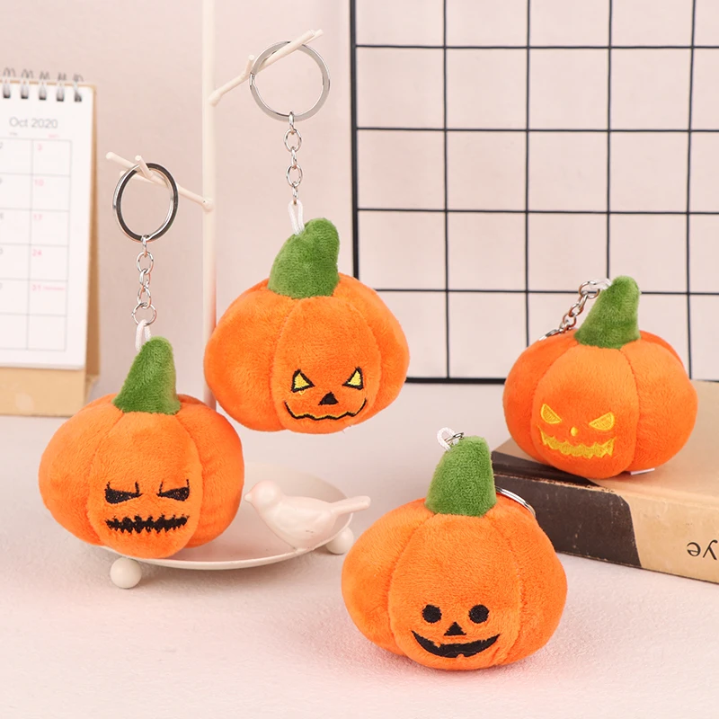 2024 Halloween Pumpkin Plush Doll Funny Cartoon Stuffed Doll Keychain Bag Pendant Car Key Holder Accessories Couple Gifts