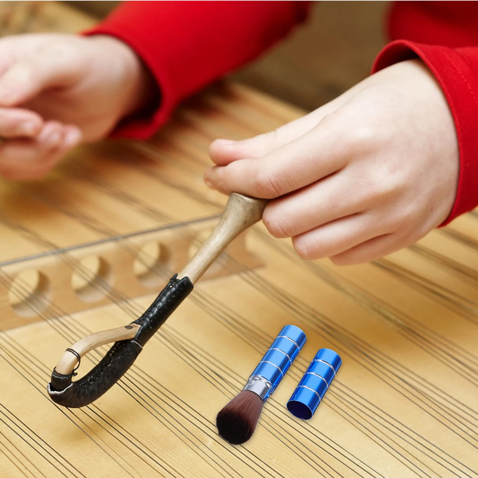 

Yangqin Cleaning Tools Dulcimer Cleaner Brush for Groove Debris Removal Brushes Blue Supplies