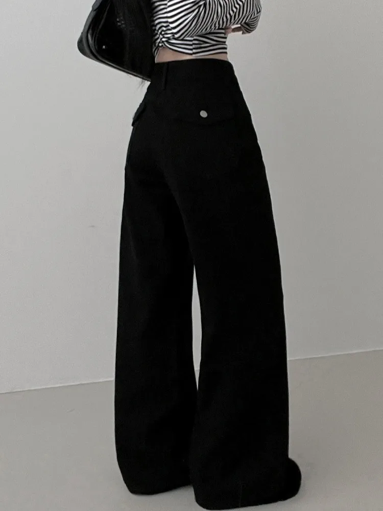 

Chic High Waist Wide Leg Bla Denim Jeans Women's Faionable Slimming Long Trousers Versatile Korean Sle Autumn New Arrival