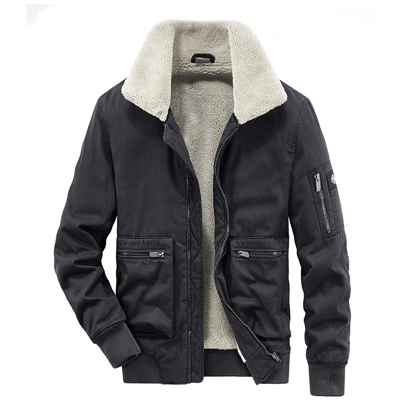 

New Fashion Men Fur Collar Fleece Winter Coats Down Jackets Warm Parkas High Quality Male Cotton Casual Cargo Jackets Size 4XL