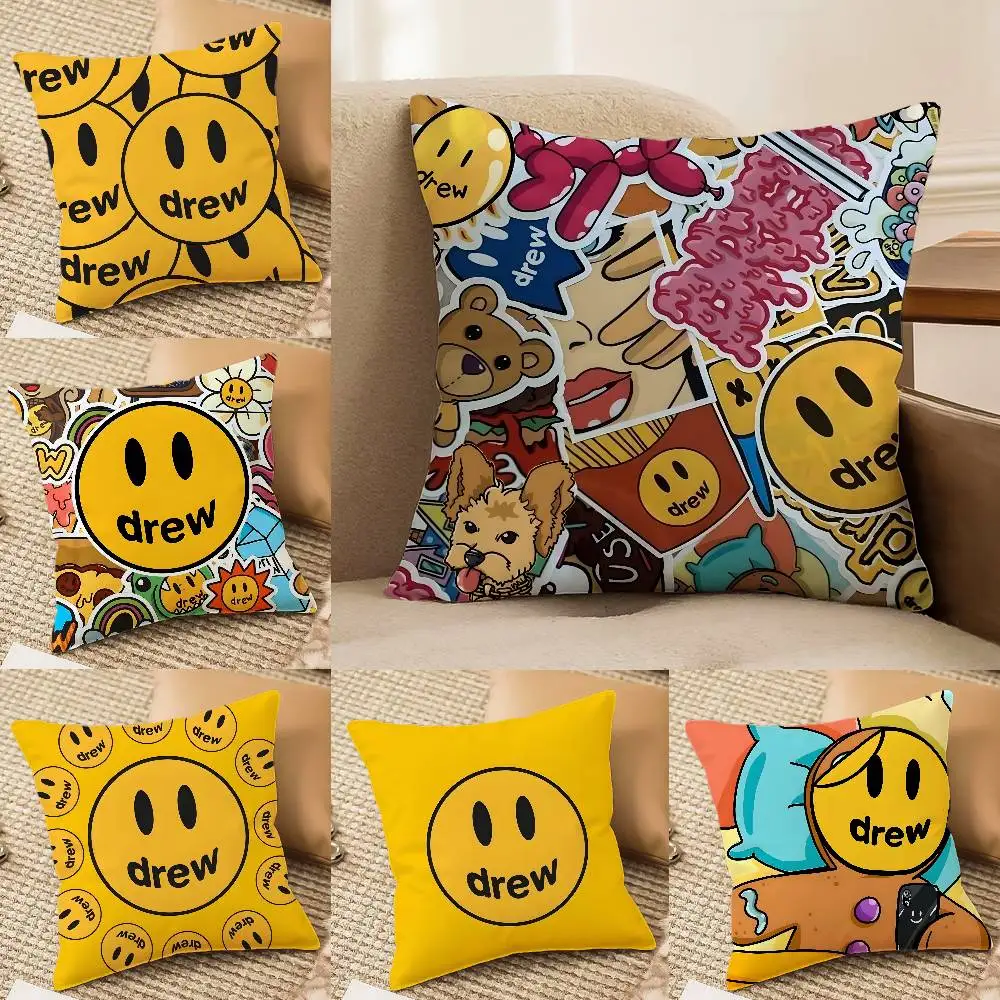 マッシュルームヘッド漫画ドリューハウス-枕カバー シルクのようなエレガントな快適なソファベッド 隠しジッパー ビーチ枕カバー