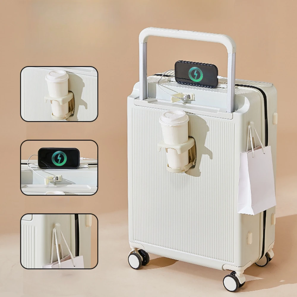 Trunk Luggage Thickened Trolley Case 20 22 24 26 Inch Multifunctional Ladies Wide Trolley Boarding Box Rolling Suitcase Password