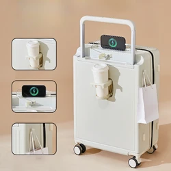 Trunk Luggage Thickened Trolley Case 20 22 24 26 Inch Multifunctional Ladies Wide Trolley Boarding Box Rolling Suitcase Password