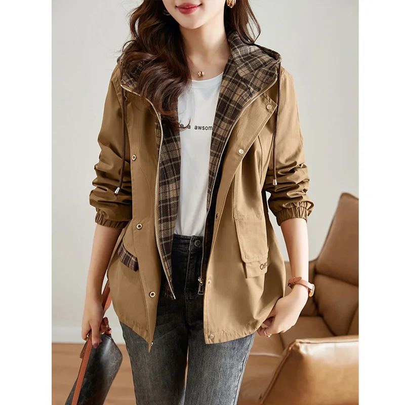 Otoño 2024 Abrigo informal Faionable para mujer, cortavientos de gran tamaño, Top de moda de alta gama, fibra de poliéster, largo, Sve Zi...