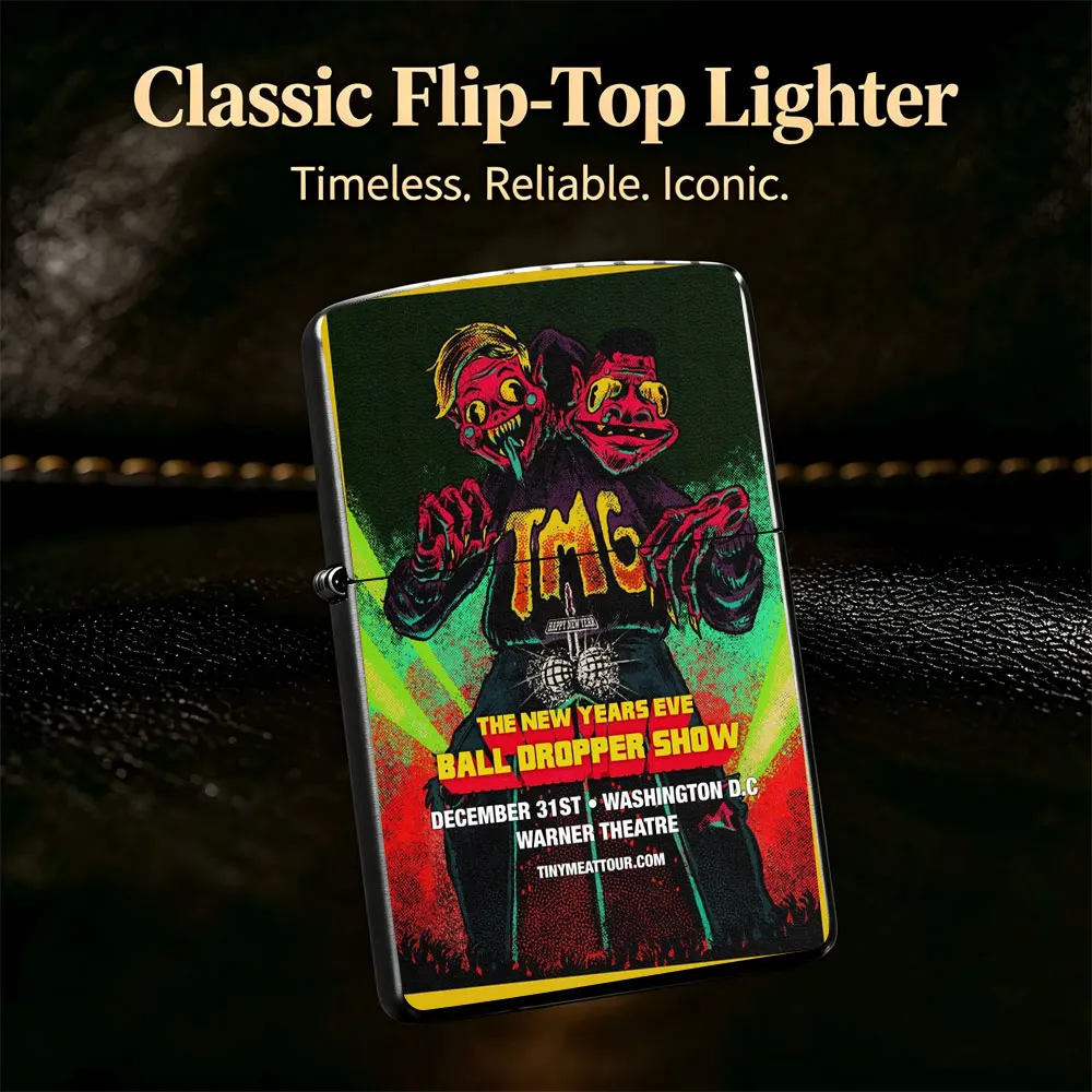 Pocket Lighter, Flip Top Windproof Design, Metal Case, New Year's Eve Ball Drop Party Souvenir, Comfortable Grip, Refillable, Practical Gift