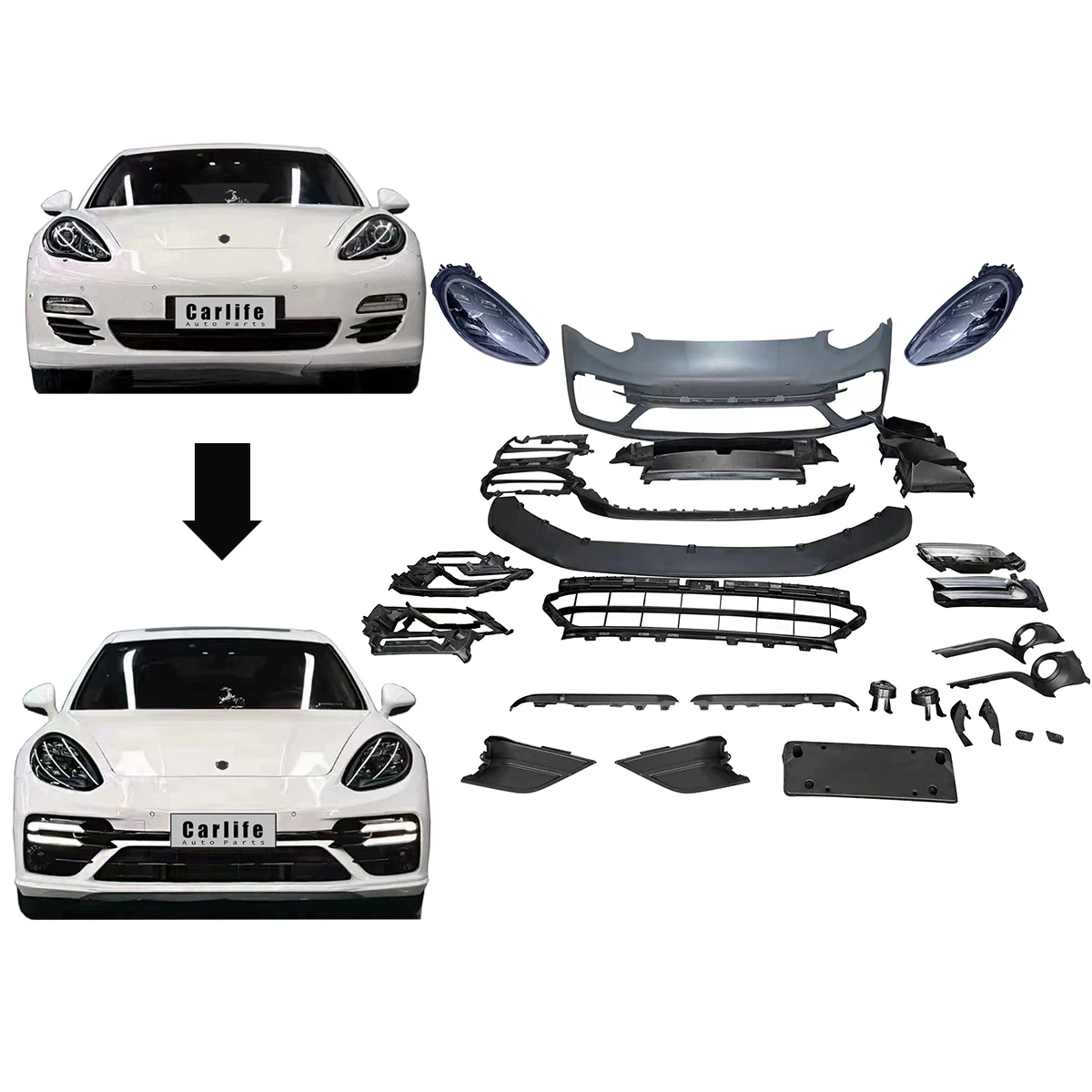 

Facelift Front Bumper Headlight Conversion Body Kit for Porsche Panamera 970 2006-2018 Upgrade 971 Turbo S Bdoykit