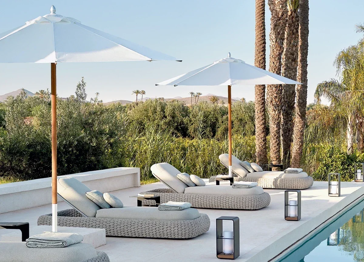 Factory Direct Compatible withOutside Hotel Lounger Aluminum Frame Sunbed Villa Terrace Rattan Outdoor Foldable Terrace Sunbathi