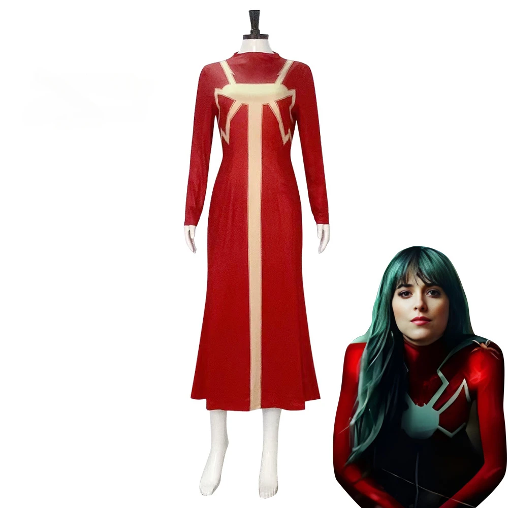 American Anime Madame Web Cosplay Cassandra Webb Costume Women Red Dress Jumpsuit Party Carnival Halloween Fancy Dress Female