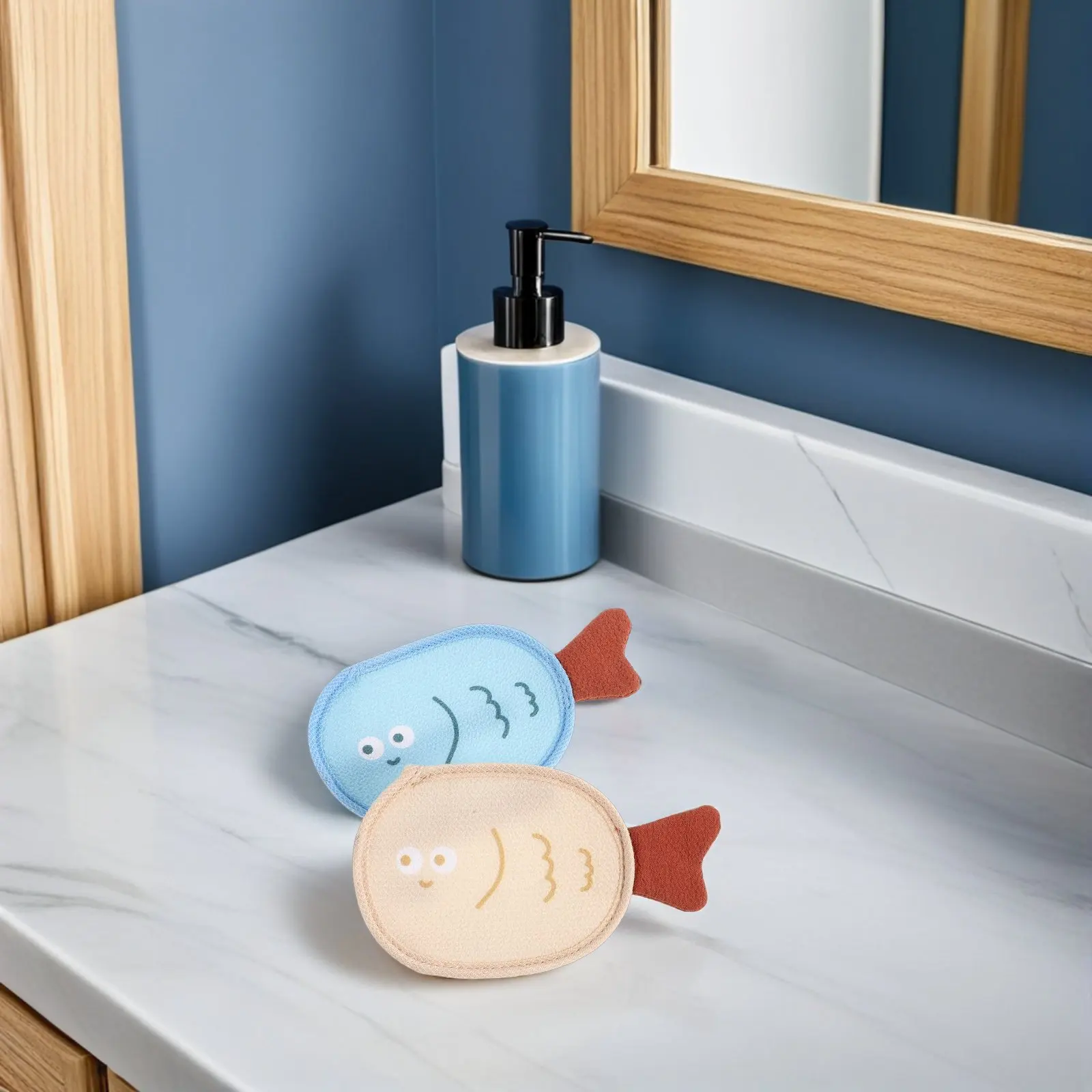 4Pcs Soap Foaming Net Dual Sided Exfoliating Pouch Thick Lather Fish Shaped Soap Saver Scrubber Pouch Shower Body Cleansing Net