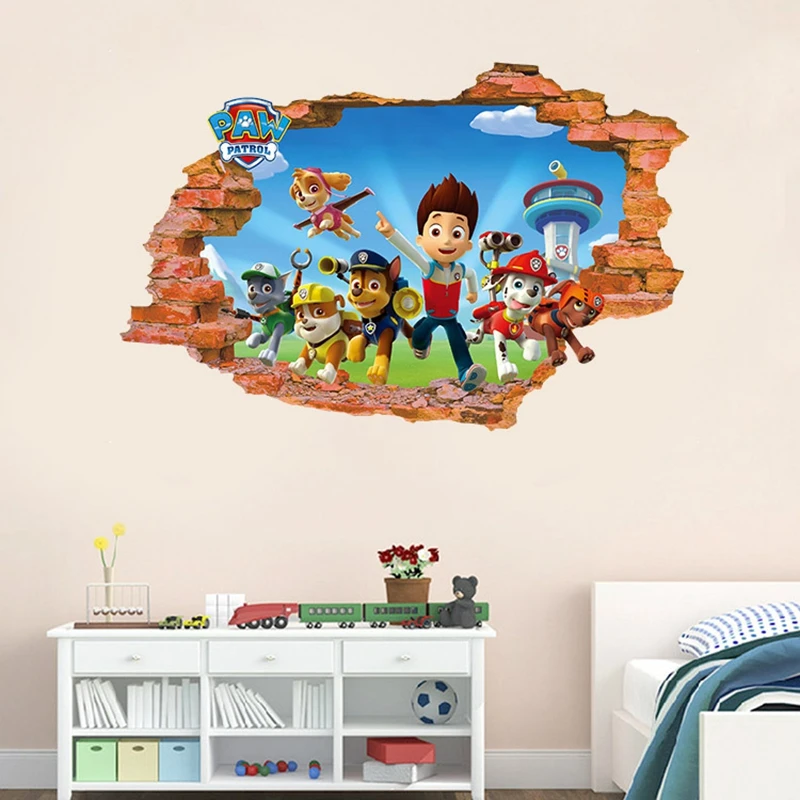 Dessin animé 3d Paw Patrol Stickers muraux pour chambres d'enfants salon garçons filles enfants chambre fête bricolage décor à la maison