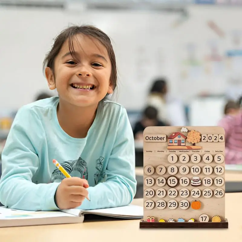 Houten magnetische kalender ambachten Educatieve houten kalender Magnetische dagen van de week en maanden voor kinderen Meisjes Jongens