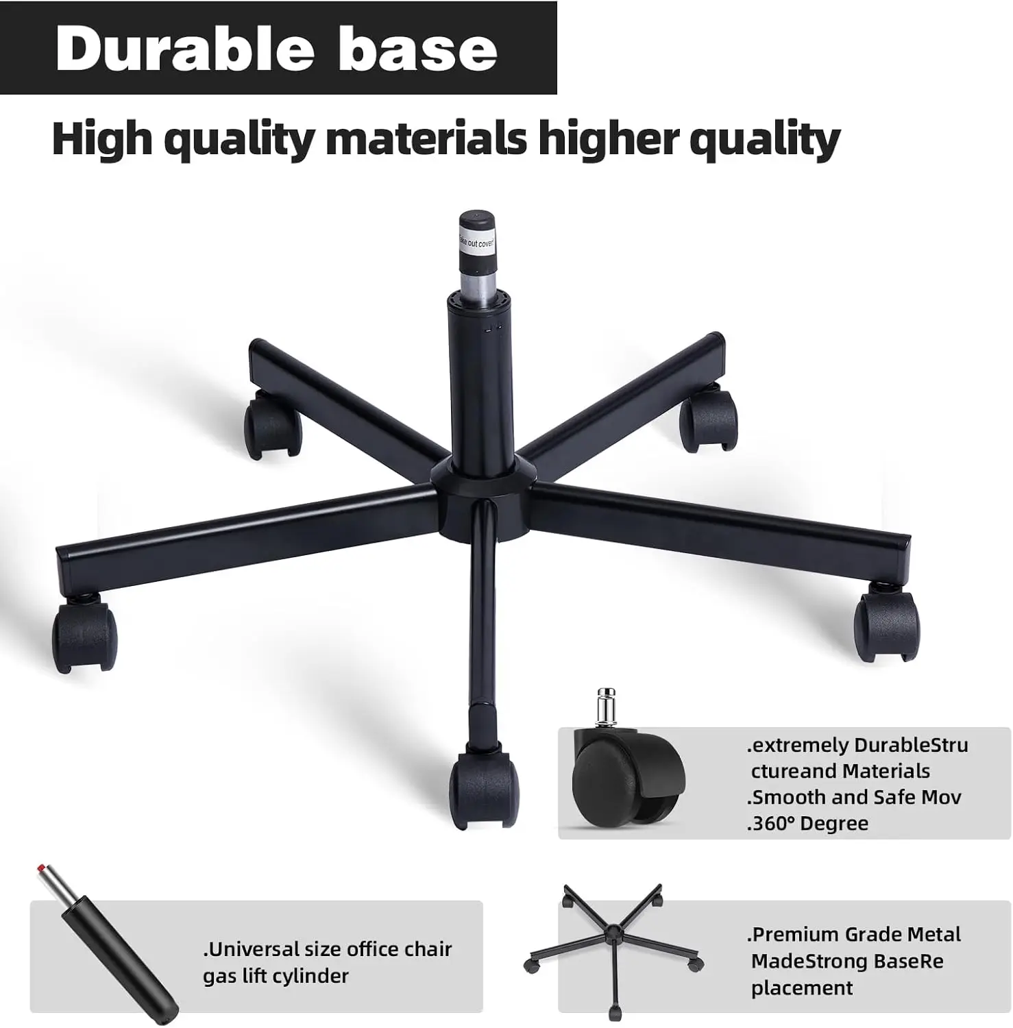 Ultra Steady Home Office Swivel Chair Base - Efficient & Safe For Cross-Legged Seating- Easy Diy Replacement With Robust