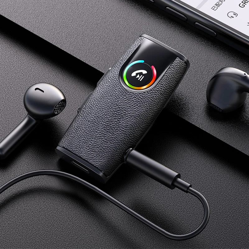 Car Bluetooth 5.0 Receiver Wireless Handsfree Kit with Microphone 3.5mm AUX Adapter TF Card Slot for Car Music MP3 Player
