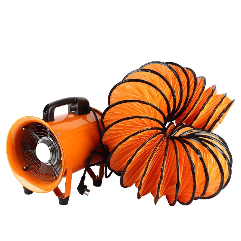 Kipas pembuangan uap industri 180W, Blower Ventilator dengan 5m selang Ducting PVC untuk gudang pabrik dapur