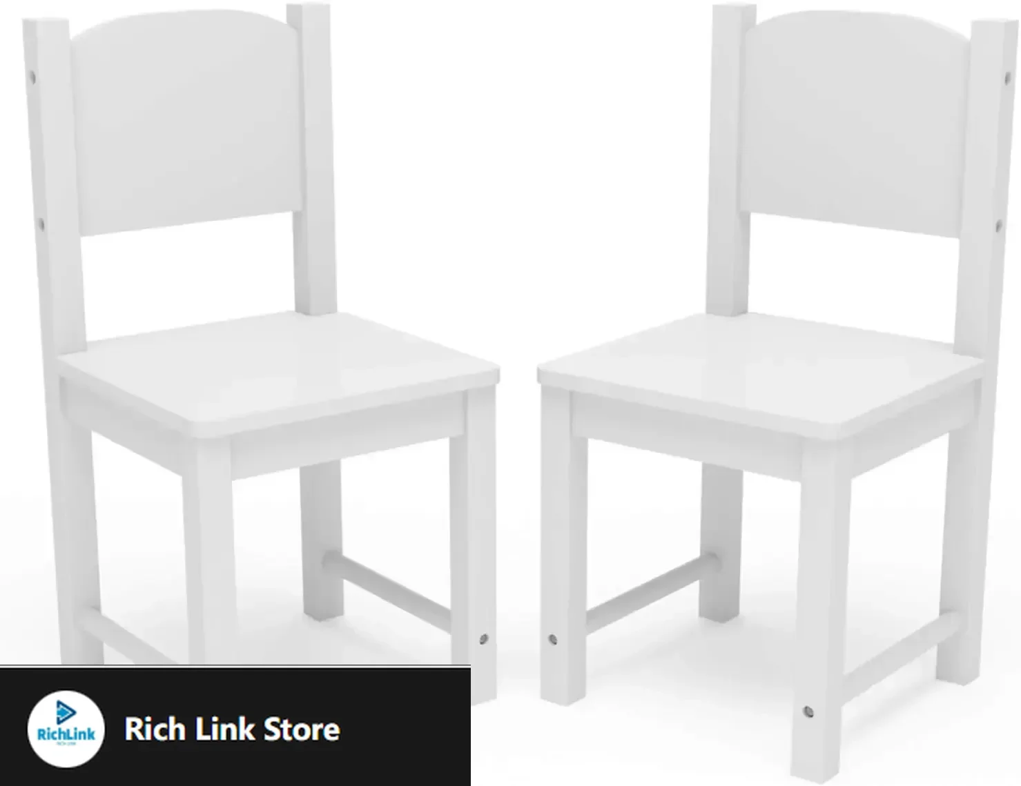 

Toddler Wooden Chair Pair, Kids Furniture for Eating, Reading, Playing 2 Pack (White)