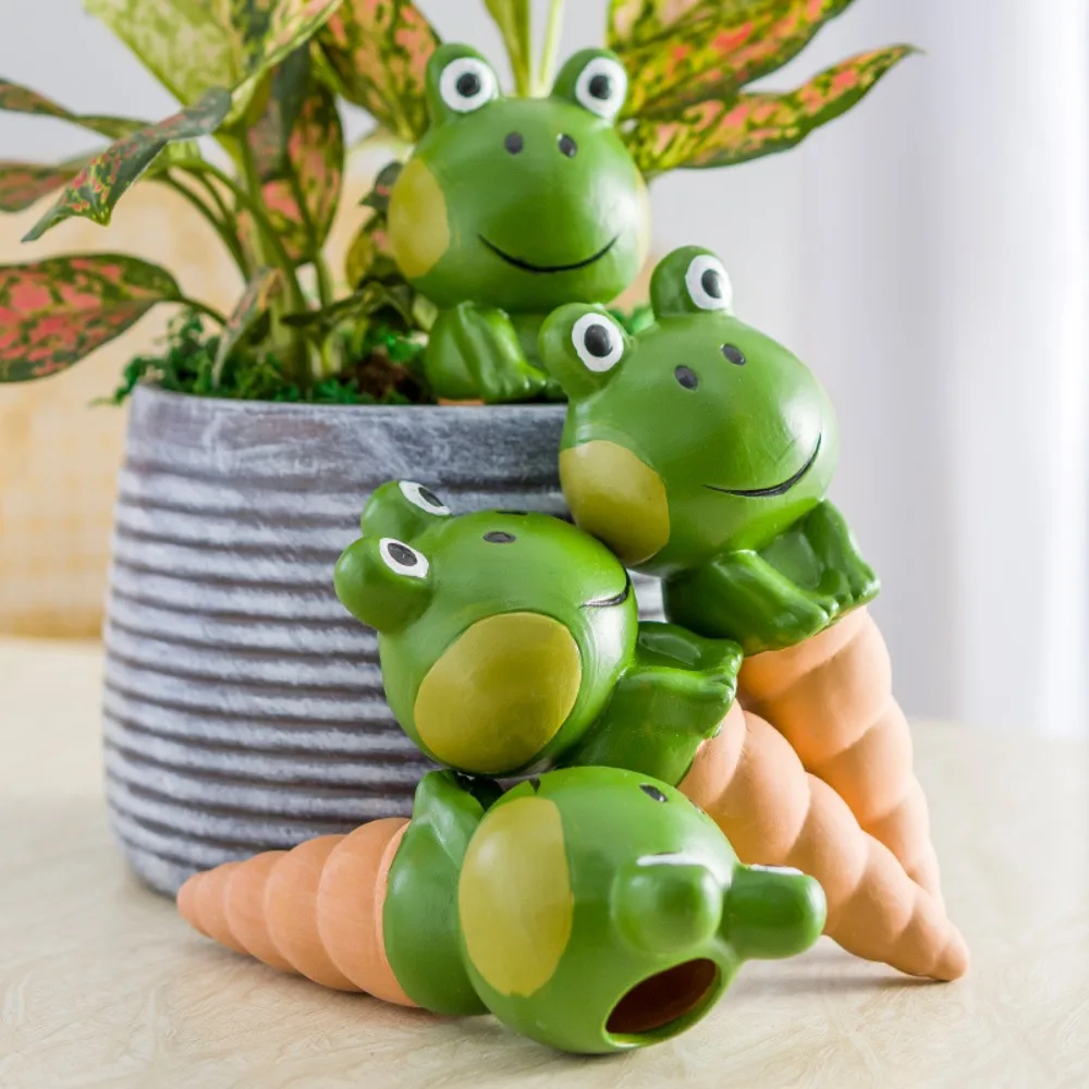 4Pcs/set Automatic Clay Watering Stakes Cartoon Frog Terracotta Potted Plant Dripper Device Insert Watering System Garden Yard