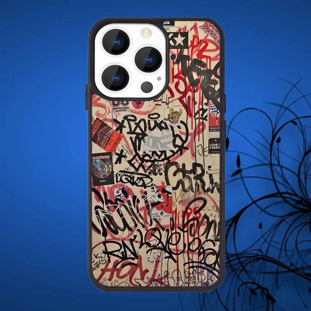 Coque de téléphone Graffiti colorée Cool pour iPhone 17,16,15,14,13,12,11,Plus,Pro,Max Mini Magsafe, charge magnétique sans fil