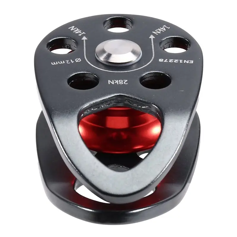 L71A Micro Mobile Pulley 28KN Mobile Single Pulley Cheek Shaped For Max Rope 12Mm Rope For Climbing, Rescue Lifting RED