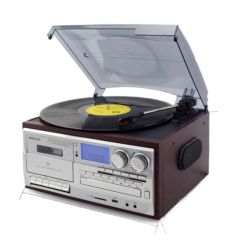 CE Free Customs Clearance Vinyl Record Player With CD Player Cassette Recording And Player USB SD FM Radio