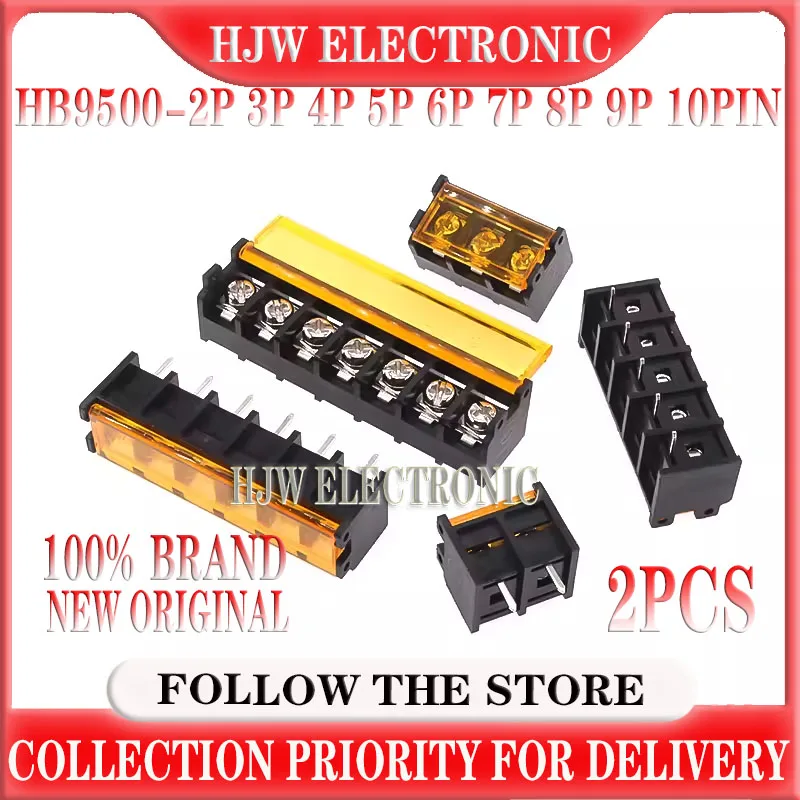 2pcs Hb9500-2p 3p 4p 5p 6p 7p 8p 9p 10pin Pcb Screw Terminal Block Connector Hb-9500 300v 30a Lid Barrier Terminal 9.5mm Pitch