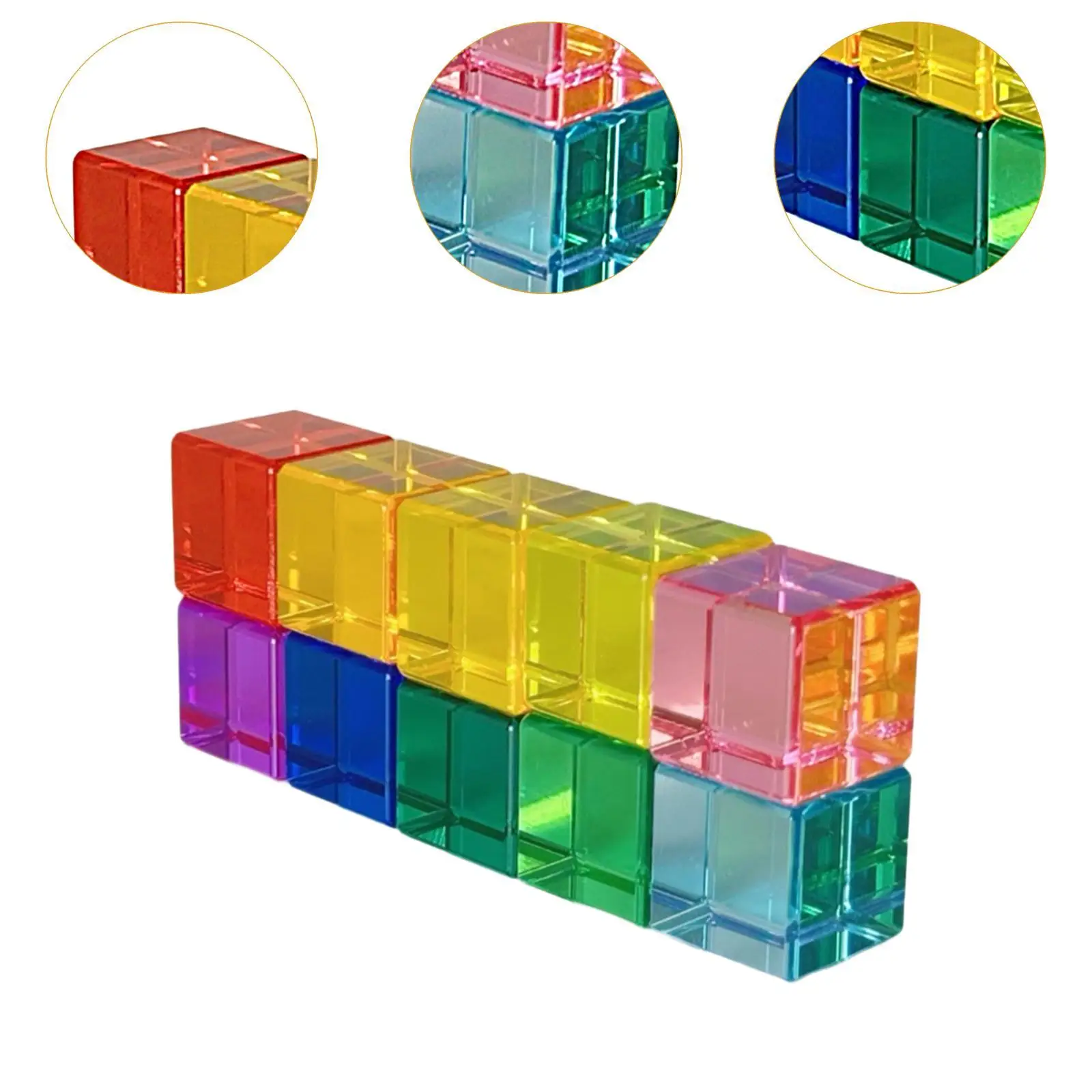 20 ชิ้น Rainbow Building Blocks ชุดก้อนสีสันซ้อนอัญมณีสําหรับเด็กชายหญิงอายุ 3-6 คริสต์มาสของขวัญสีบล็อกความรู้ความเข้าใจ