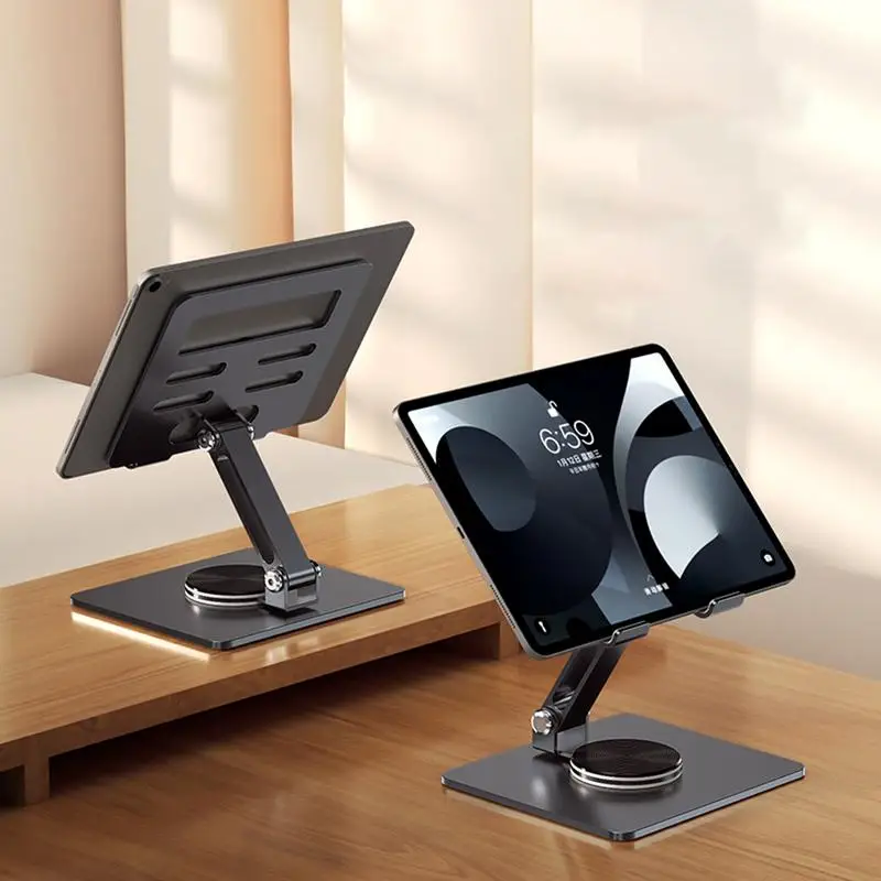 Adjustable Tablet Stand Portable Monitor Stand 360 Degree Rotating Portable Monitor Stand Non-Slip Foldable Aluminum Tablet