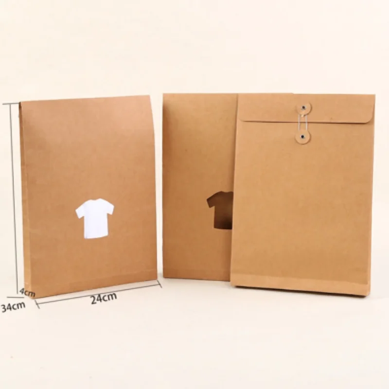 30pcs kraft paper bag archive bag custom autumn and winter clothing packaging T-shirt shirt a4 file envelope work storage bag view 2