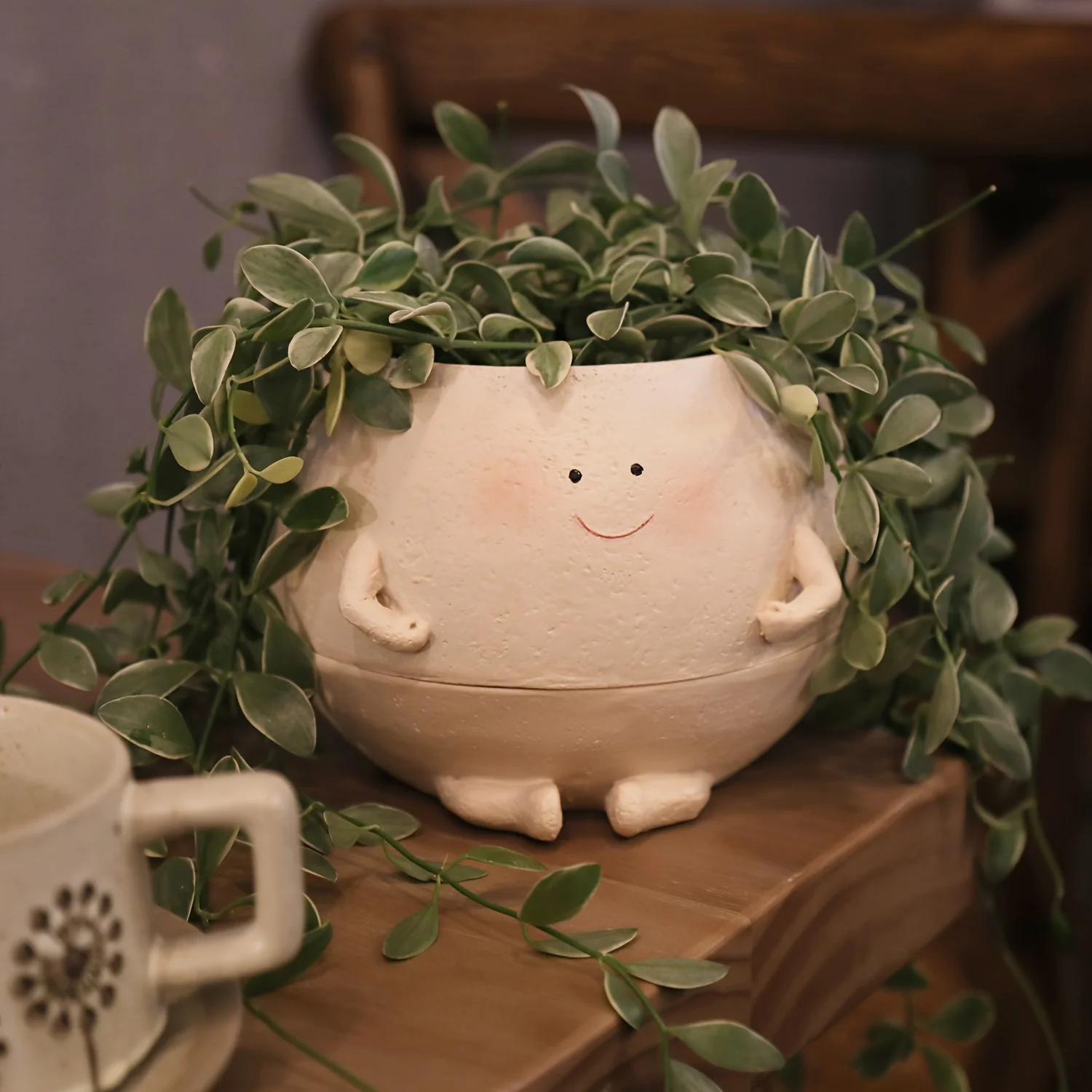 1pc Smile Face Planter Pot With Drainage Hole - Cute Head Planters for Indoor Outdoor Plants - Unique Funny Plant Pot