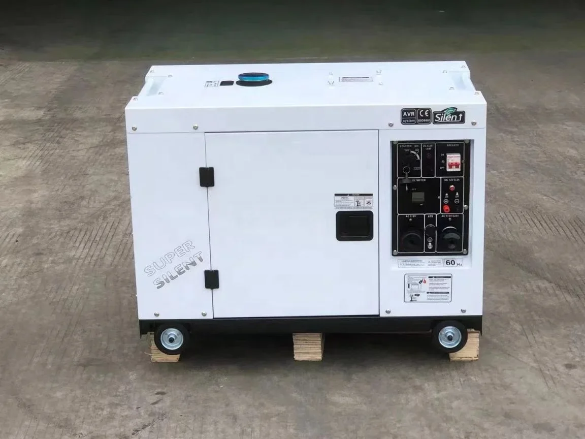 220 فولت 230 فولت 380 فولت مرحلة واحدة/ثلاث مراحل محمولة صامتة نوع 10kw 10kva مولد الديزل