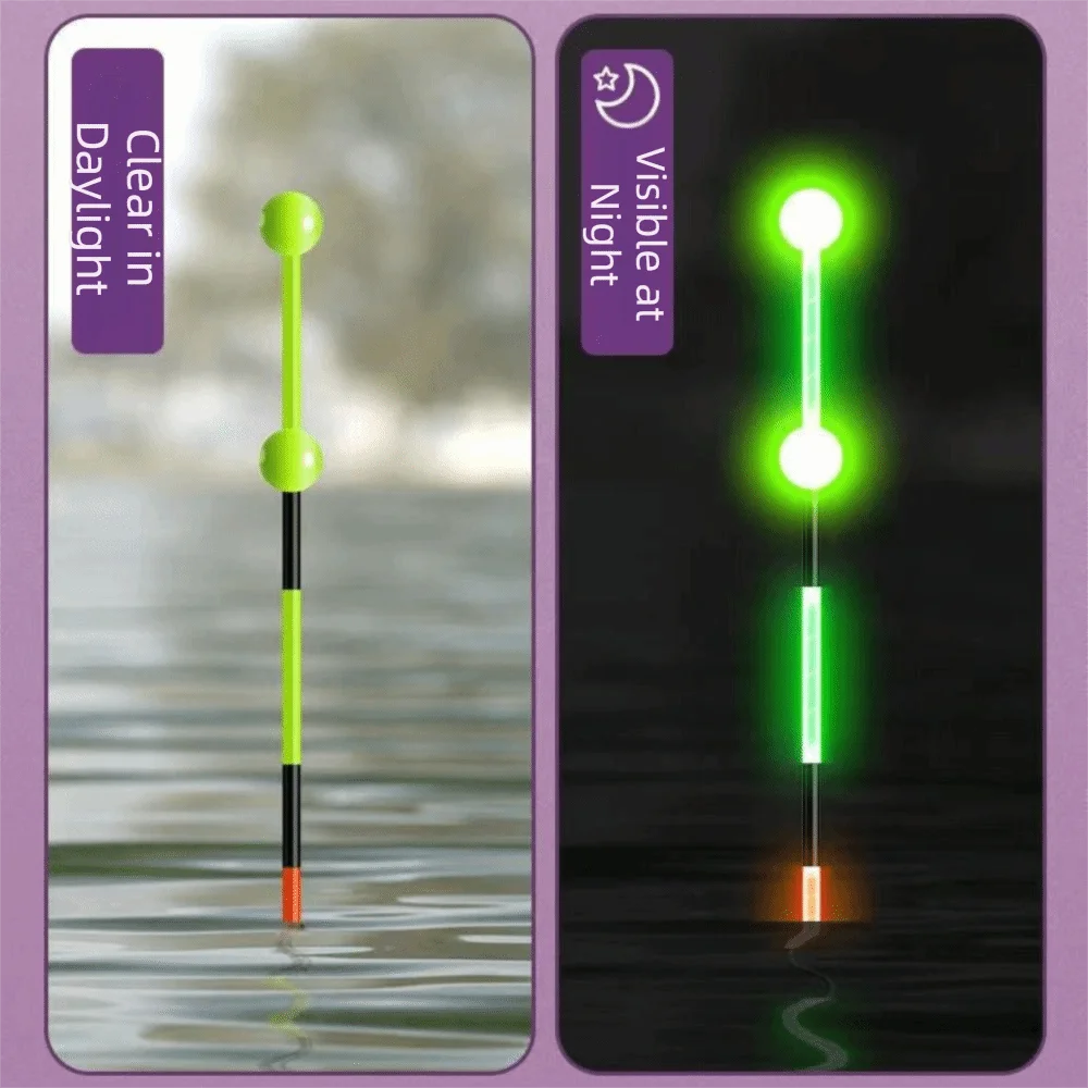 Elektronischer Indikator-Angelposen mit langem Schwanz, rutschfester Drift-Röhren-Schwimmer für Felsenangeln, Bissanzeiger, 2-Licht-Leuchtposen für Nachtangeln – Detail 2