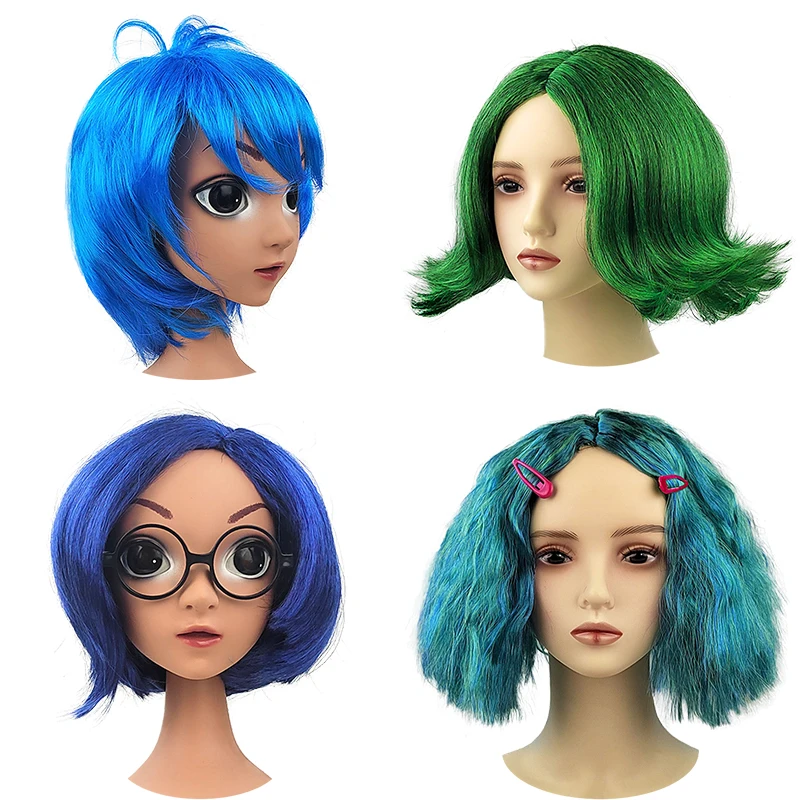 Children's Cartoon Movie Inside Disgust Joy Wig Sadness Envy Out Dress Up Girls Headwear