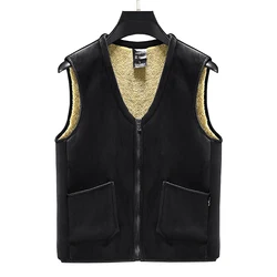New Fashionable Versatile Autumn And Winter Thick Warm Vest Jacket For Men'S Casual Silver Fox Fur Camisole V-Neck Warm Coat