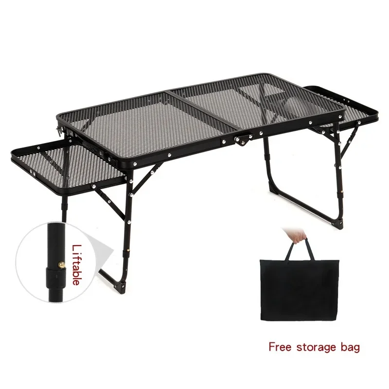 2023 Outdoor Aluminum Alloy Foldable Portable Double Deck Camping Table