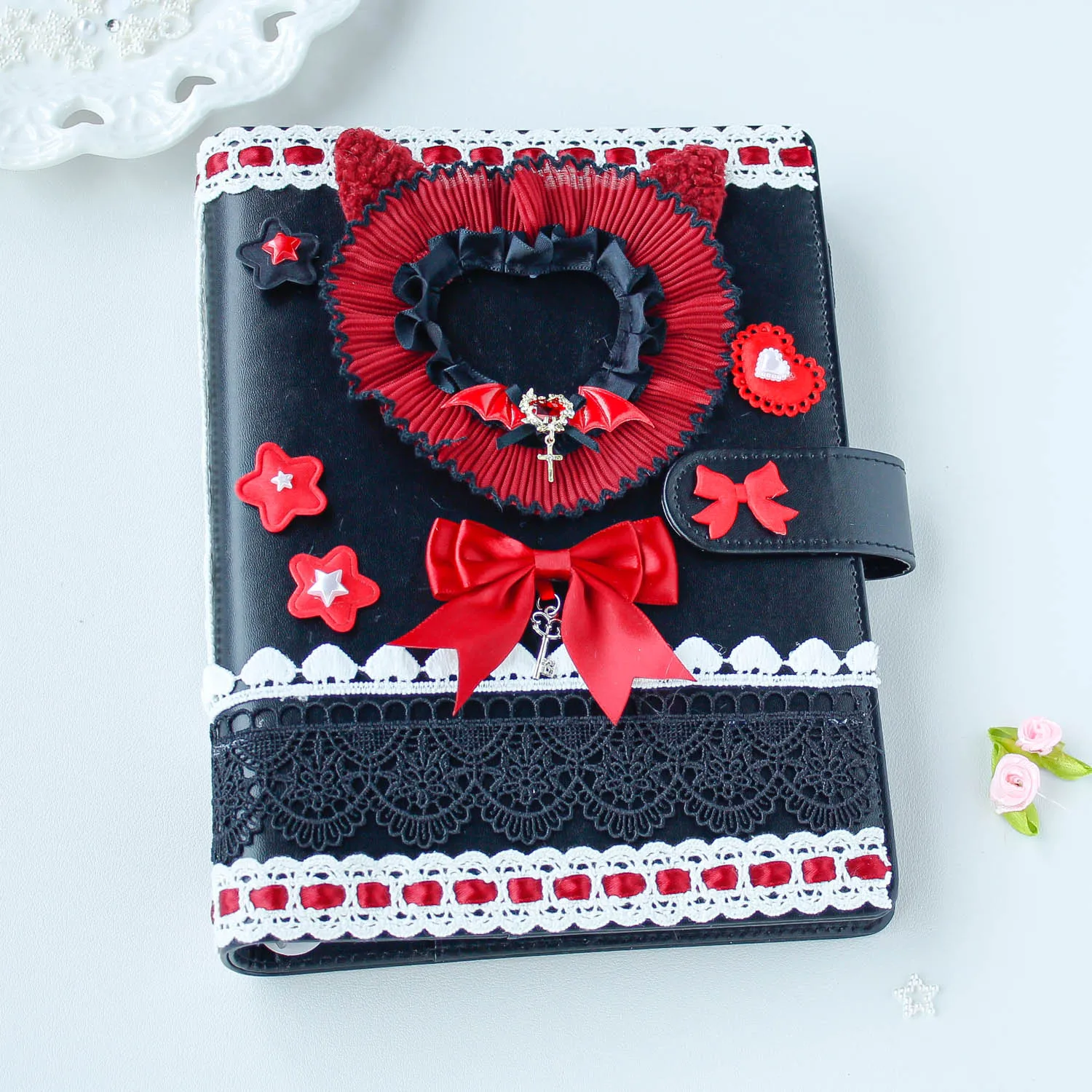 A5 Kpop Photocard Binder Faux PU Leather Black Red Unique Refillable Star Chasing Loose-leaf Idol Booklet  Journal Notebooks