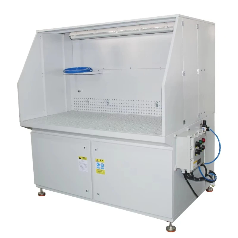 Explosion-proof configuration for welding/grinding/sawing/sanding/cutting carts with downward suction table dust removal table