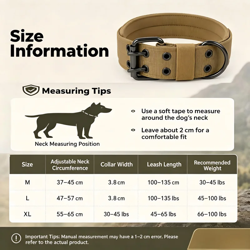 Taktisches Nylon-Hundehalsband mit Kontrollgriff, verdicktes, gepolstertes Halsband für kleine Hunde, Outdoor-Trainings-Leine-Set – Detail 2