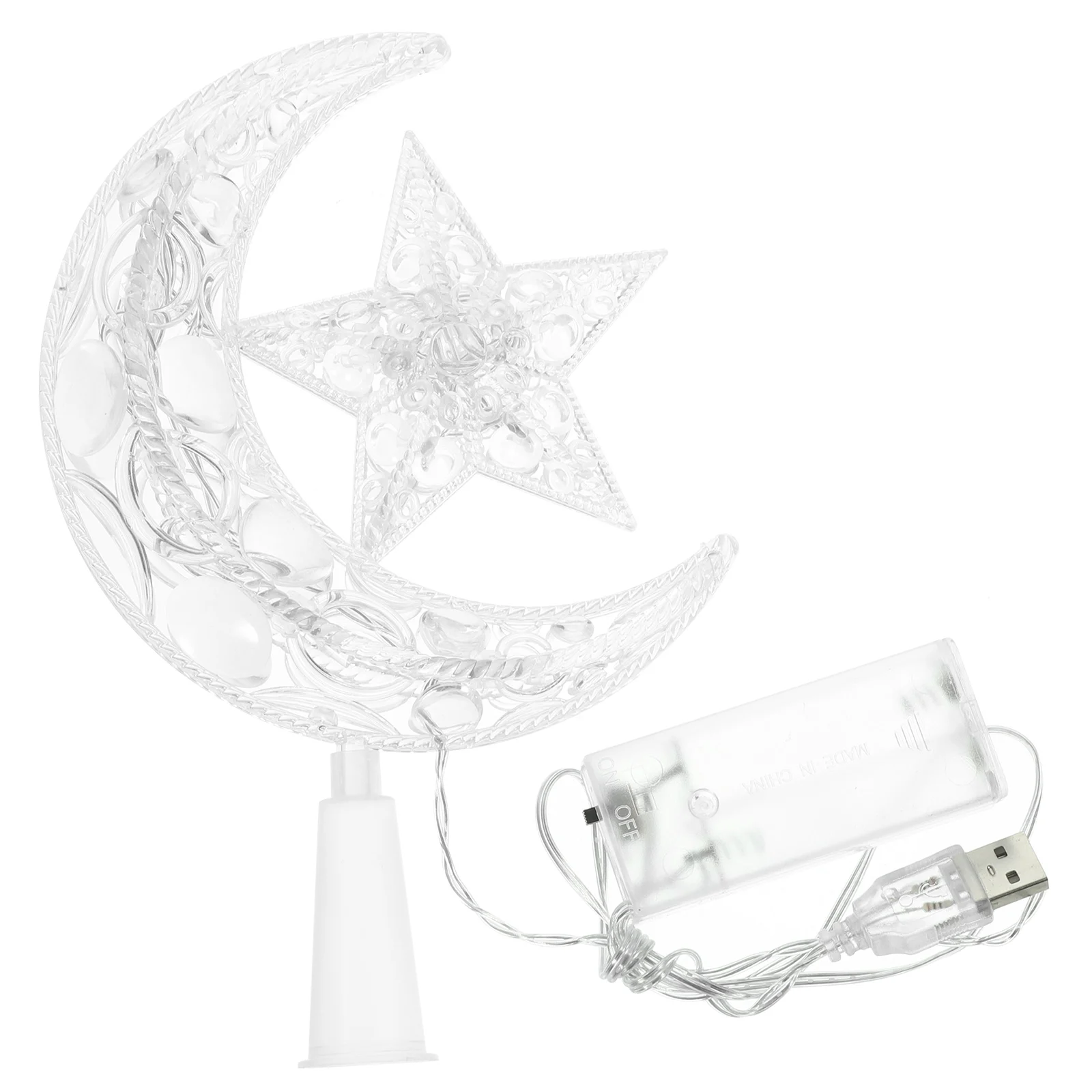 

1pc Christmas Tree Top Star Moon Xmas Decorations Plastic LED Treetop Ornament Christmas Party Supplies Tree Decor