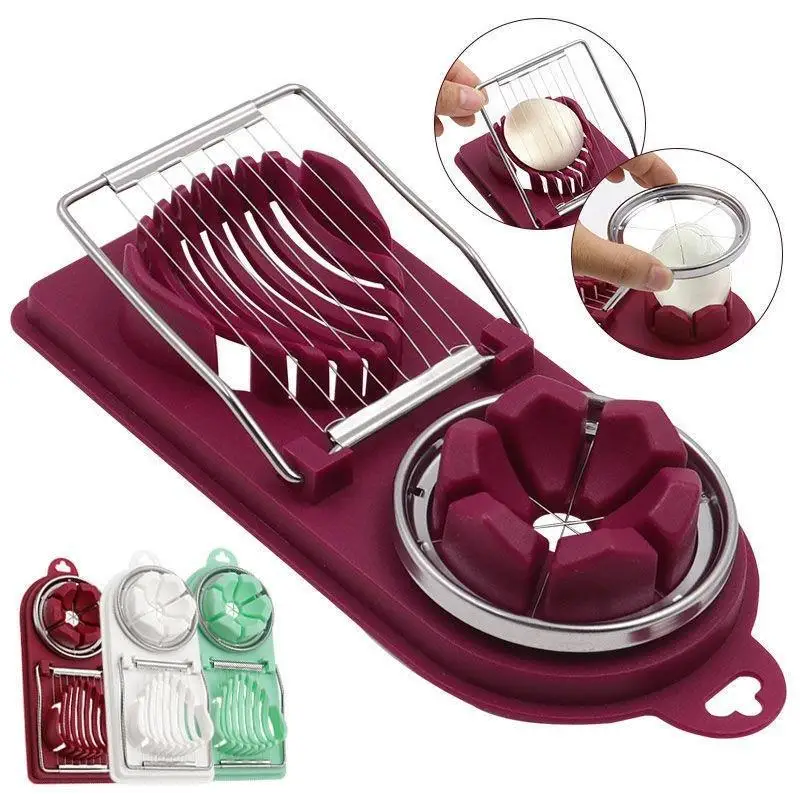

2-in-1 Stainless Steel Egg Slicer, Multi-use Cutter Divider for Eggs & Preserved Eggs, Household Kitchen Gadget